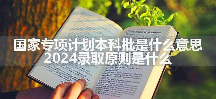 国家专项计划本科批是什么意思 2024录取原则是什么