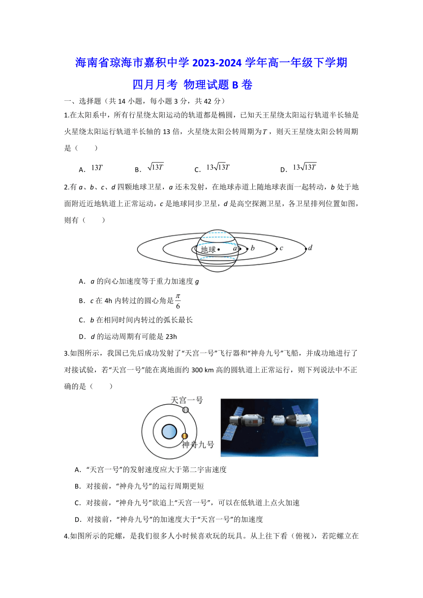 海南省琼海市嘉积中学2023-2024学年高一下学期4月月考物理试题 B卷（含答案）