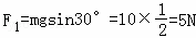 把一个质量m=1kg的滑块，放在倾角θ=30°斜面上．滑块受到重力，如图所示（滑块还受到沿斜面向上的拉力...