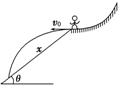 如图所示，在某次自由式滑雪比赛中，一运动员从弧形雪坡上沿水平方向飞出后，又落回到斜面雪坡上，若斜面雪坡的...