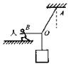 如图所示，一定质量的物体通过轻绳悬挂，结点为O。人沿水平方向拉着OB绳，物体和人均处于静止状态。若人的拉...