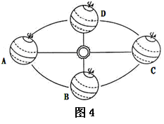 读地球公转示意图（图4），回答10～11题。10.在地球公转由A向B运动的过程中A.北半球白昼变长，但短...