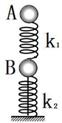 如图所示，A球、B球质量均为m，A、B两球用弹簧k1连接处于静止状态，B球与地面用弹簧k2连接并用绳系在...