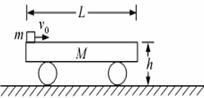  如图所示，一质量M=50kg、长L=3m的平板车静止在光滑的水平地面上，平板车上表面距地面的高度h=1...