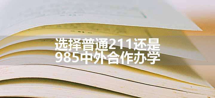 选择普通211还是985中外合作办学