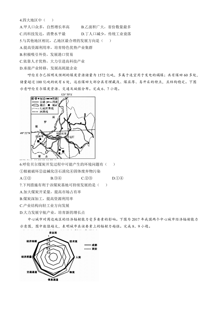 浙江省台州市六校2023-2024学年高二下学期4月期中地理试题（含答案）