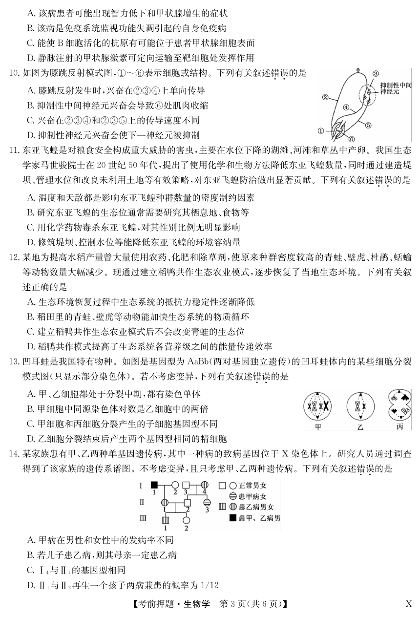 广西桂林市2024届高三下学期5月考前押题卷 生物（ PDF版含答案）