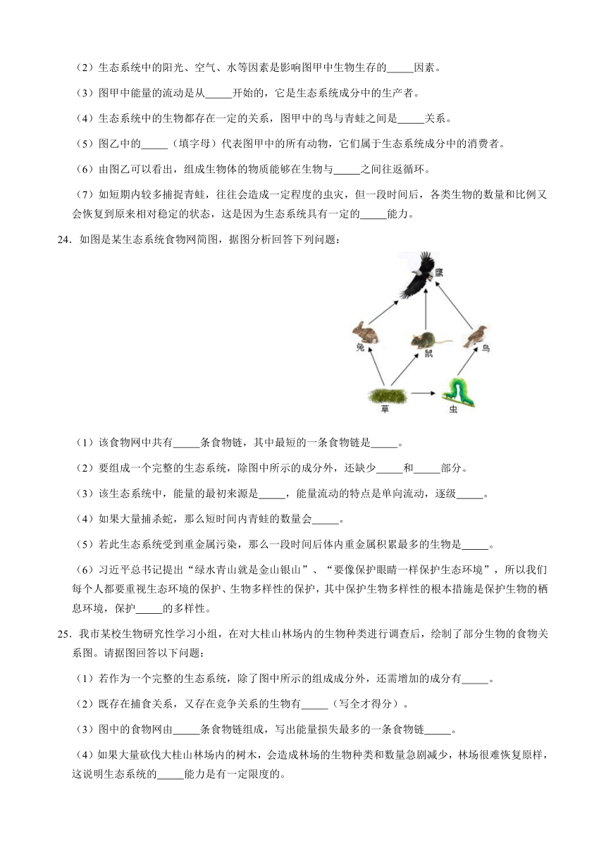 8.23 生态系统及其稳定性 单元检测题(解析版) 北师大版八年级下册生物