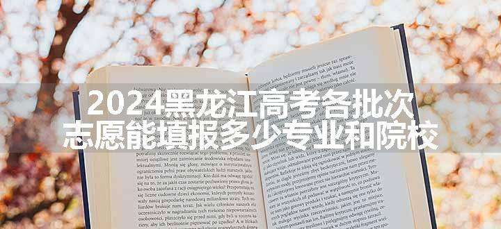 2024黑龙江高考各批次志愿能填报多少专业和院校