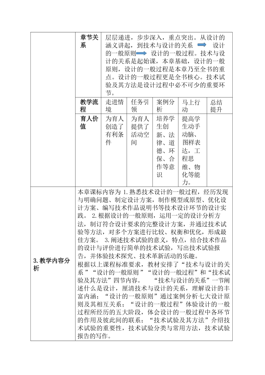 第二章 技术世界中的设计 单元教学设计-2023-2024学年高中通用技术苏教版（2019）必修《技术与设计1》