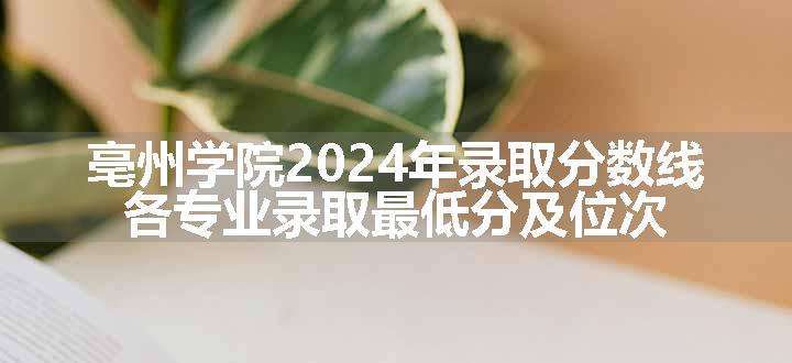 亳州学院2024年录取分数线 各专业录取最低分及位次