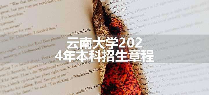 云南大学2024年本科招生章程