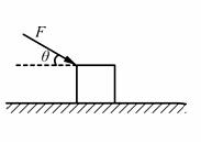 如图所示，质量为3kg的物体放在粗糙水平面上，现用F=10N的力斜向下推物体，F与水平面的夹角θ＝37º...