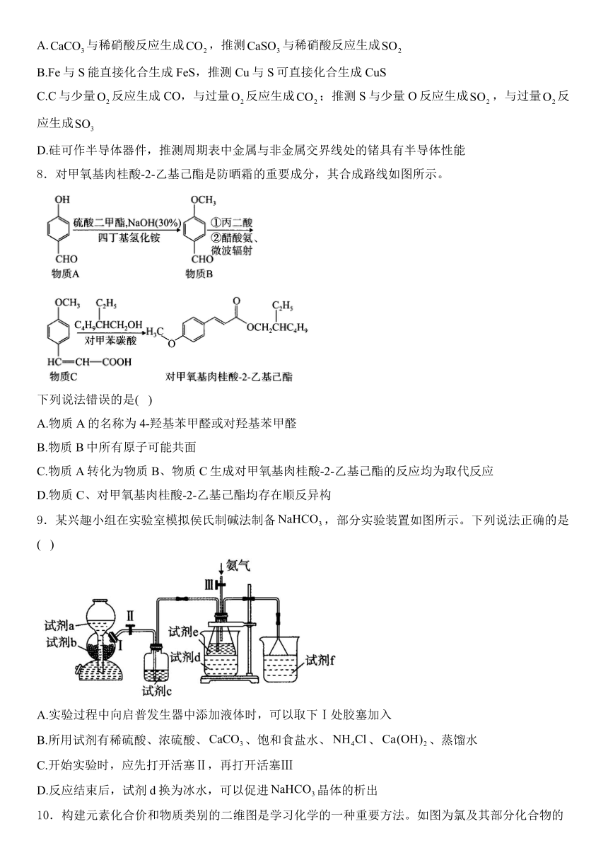 广东省2024届高考化学模拟卷（含解析）