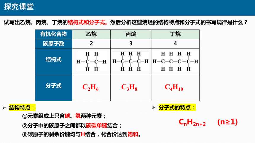 化学人教版（2019）必修第二册7.1.2烷烃结构与性质 同系物（共30张ppt）（任务驱动）