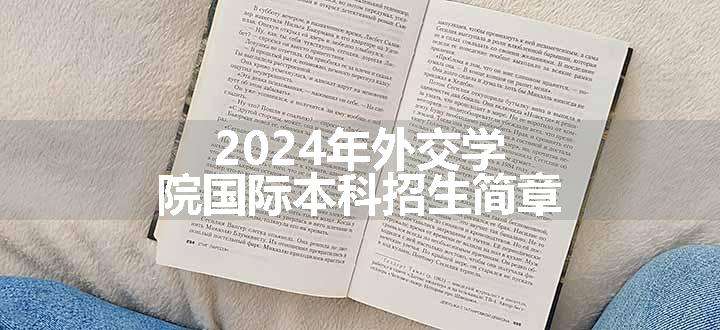 2024年外交学院国际学生本科生招生简章
