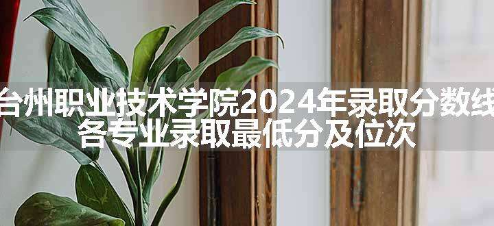 台州职业技术学院2024年录取分数线 各专业录取最低分及位次