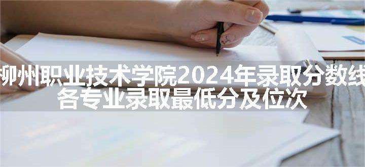 柳州职业技术学院2024年录取分数线 各专业录取最低分及位次