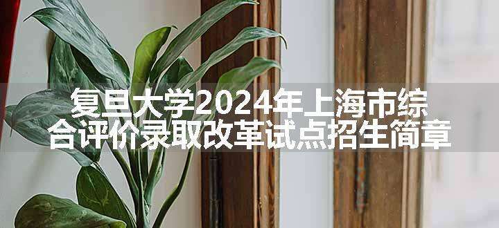 复旦大学2024年上海市综合评价录取改革试点招生简章