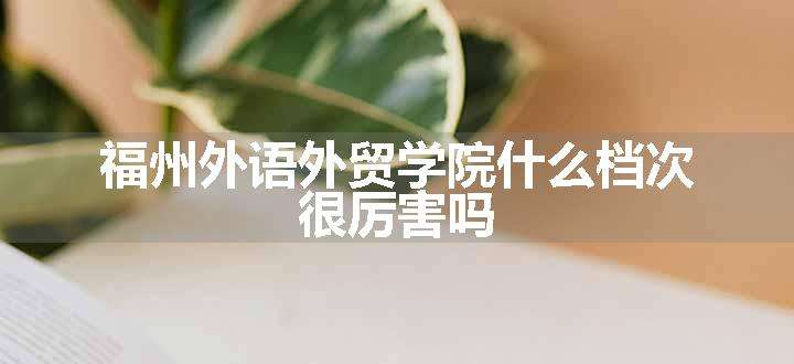 福州外语外贸学院什么档次 很厉害吗