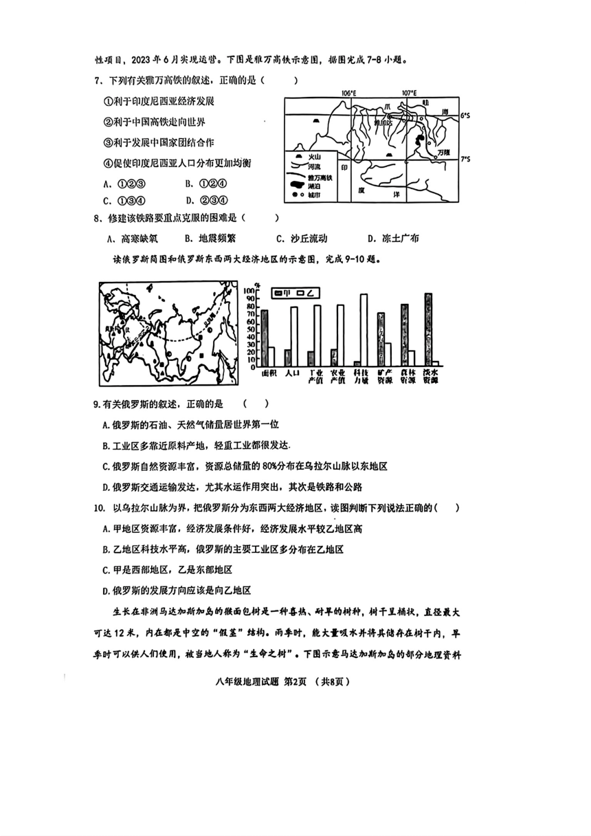 2024年山东省临沂市沂南县中考一模地理 生物试题（图片版，无答案）