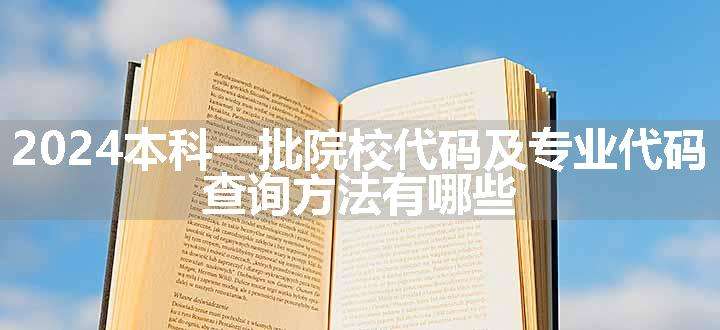 2024本科一批院校代码及专业代码  查询方法有哪些