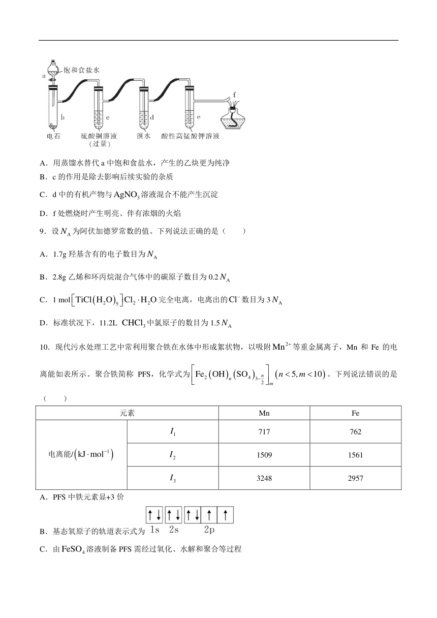 吉林省长春市第二实验中学2023-2024学年高二下学期期中考试化学试卷（含部分解析）