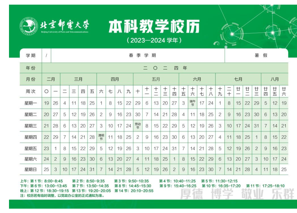 2024北京邮电大学暑假放假时间安排