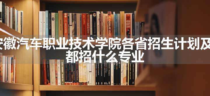 2024年安徽汽车职业技术学院各省招生计划及招生人数 都招什么专业