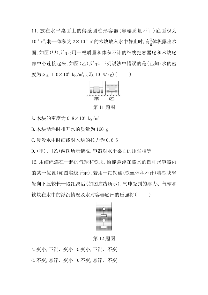 八年级下册 第八章 浮力 本章复习与测试 鲁科版（五四制） 八年级下册（含答案）