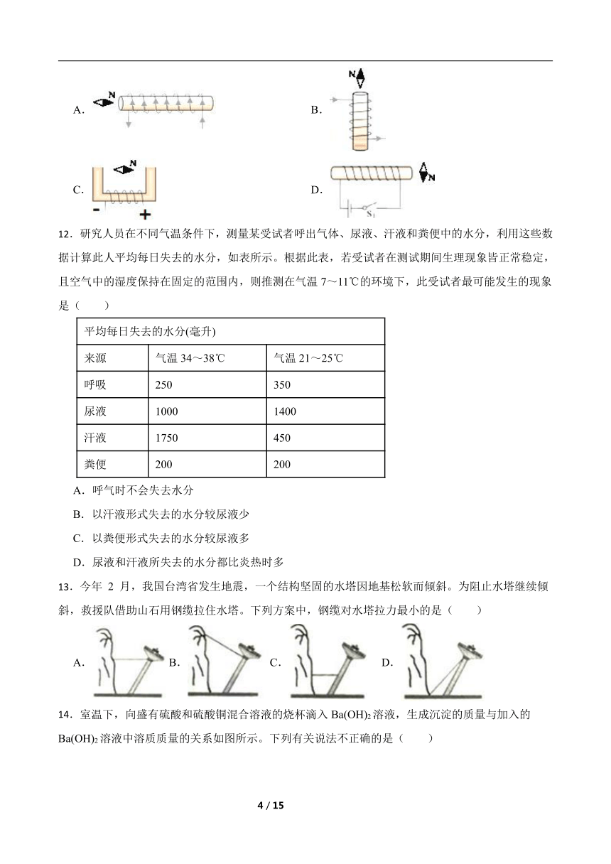 2024年浙江省中考科学考前预测卷一（含答案）