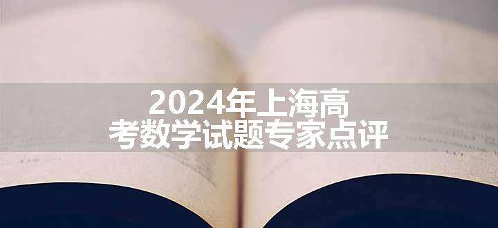 2024年上海高考数学试题专家点评