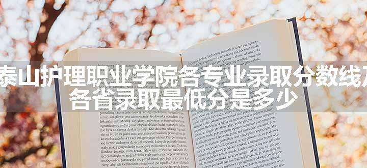 2024泰山护理职业学院各专业录取分数线及位次 各省录取最低分是多少