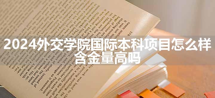 2024外交学院国际本科项目怎么样 含金量高吗