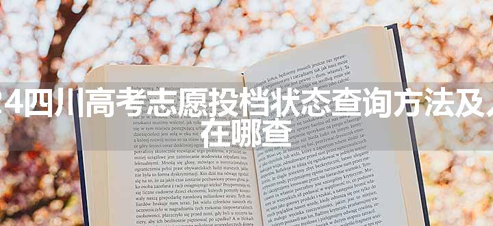 2024四川高考志愿投档状态查询方法及入口 在哪查