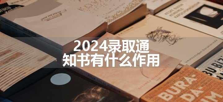 2024录取通知书有什么作用