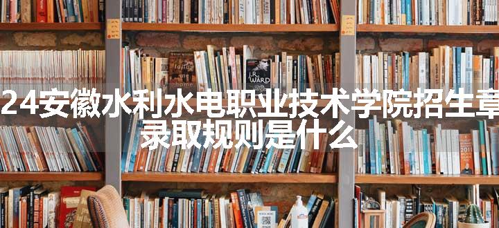 2024安徽水利水电职业技术学院招生章程 录取规则是什么