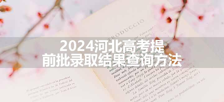 2024河北高考提前批录取结果查询方法