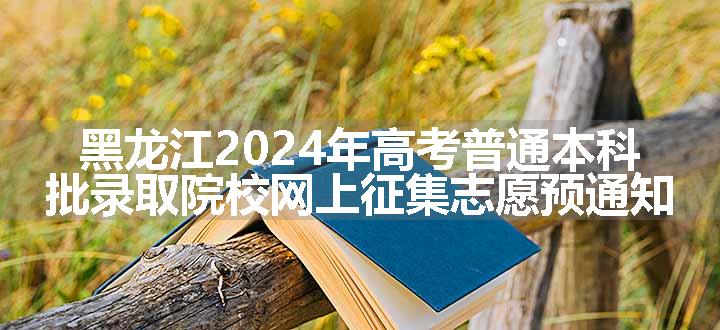 黑龙江2024年高考普通本科批录取院校网上征集志愿预通知