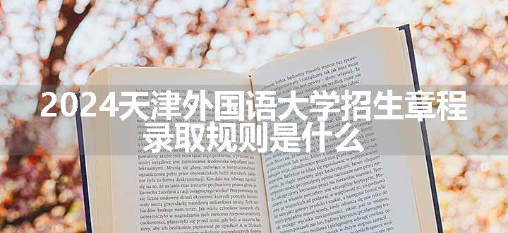 2024天津外国语大学招生章程 录取规则是什么