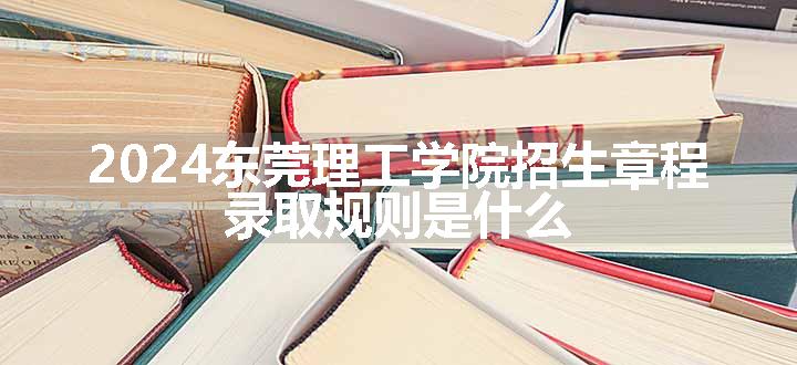 2024东莞理工学院招生章程 录取规则是什么