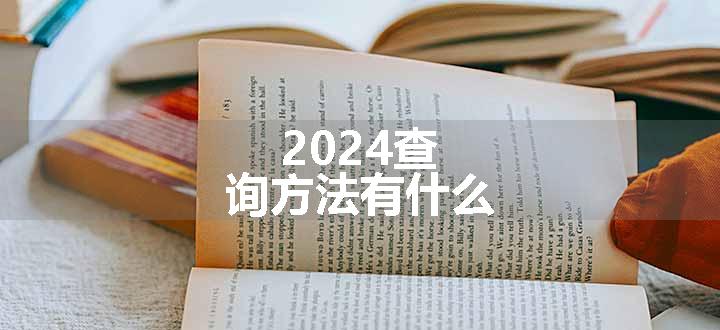 2024查询方法有什么