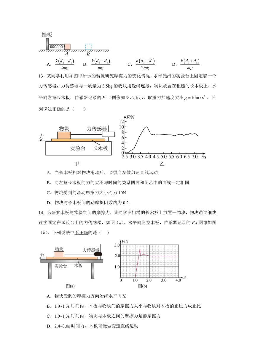 摩擦力基础练-2025届高考物理复习备考（含解析）