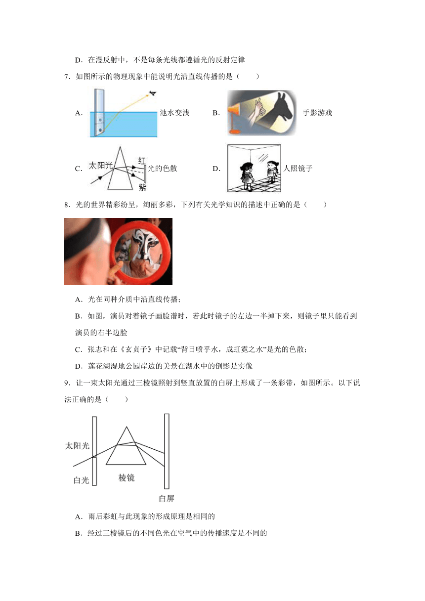 4.5光的色散（含答案）2024-2025学年人教版物理八年级上册