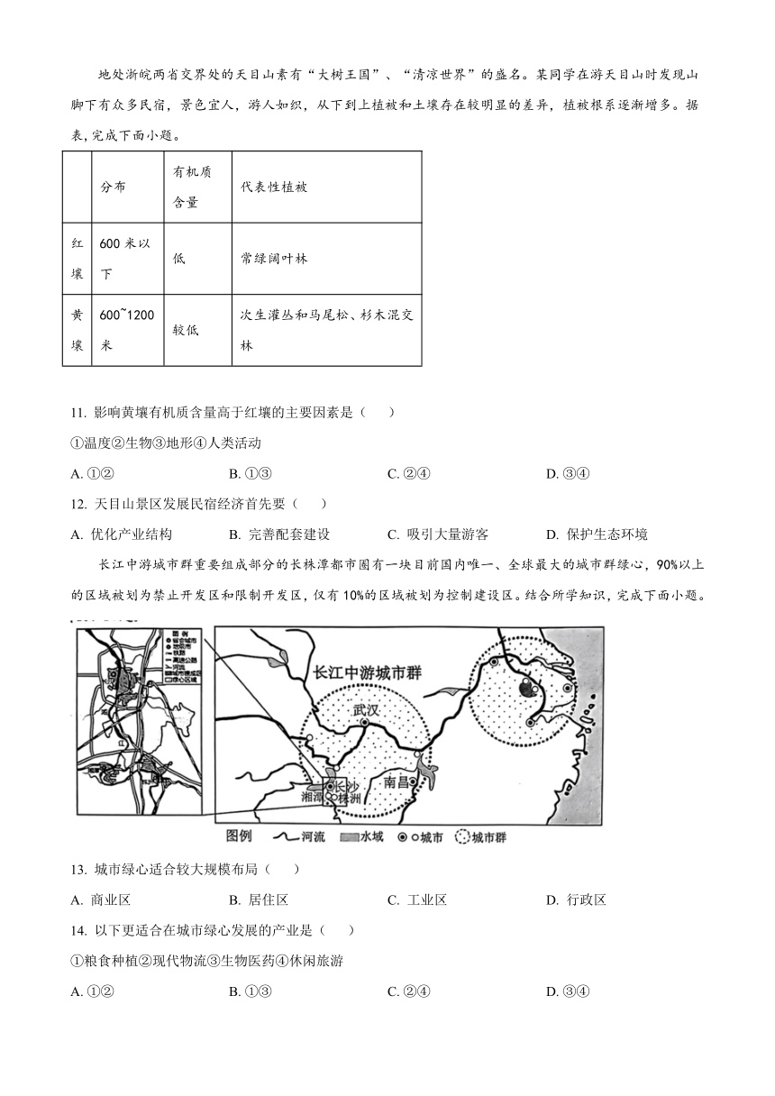 浙江省杭州市六校2023-2024学年高一下学期期末考试地理试题（含答案）