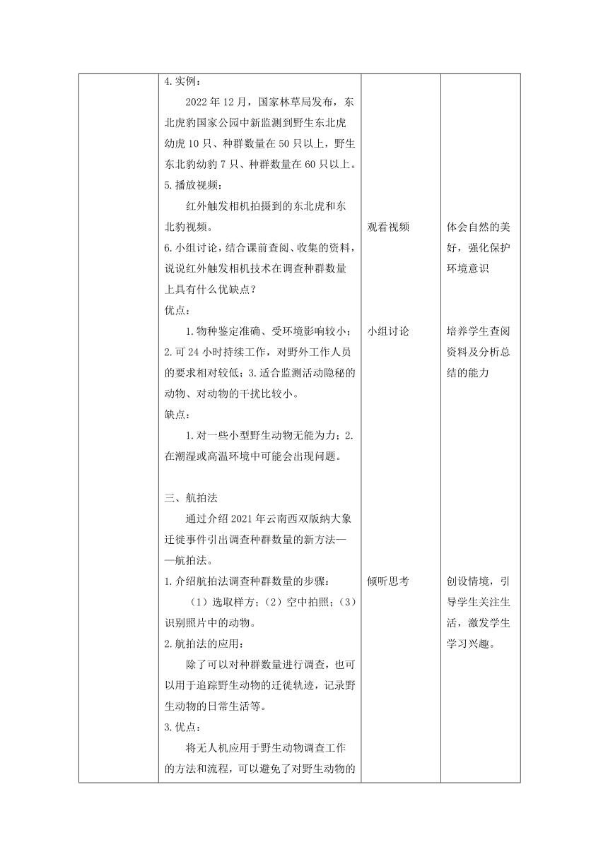 1.1生物科技进展调查种群数量的其他方法 教学设计.doc-高二上学期生物人教版（2019）选择性必修2（表格版）