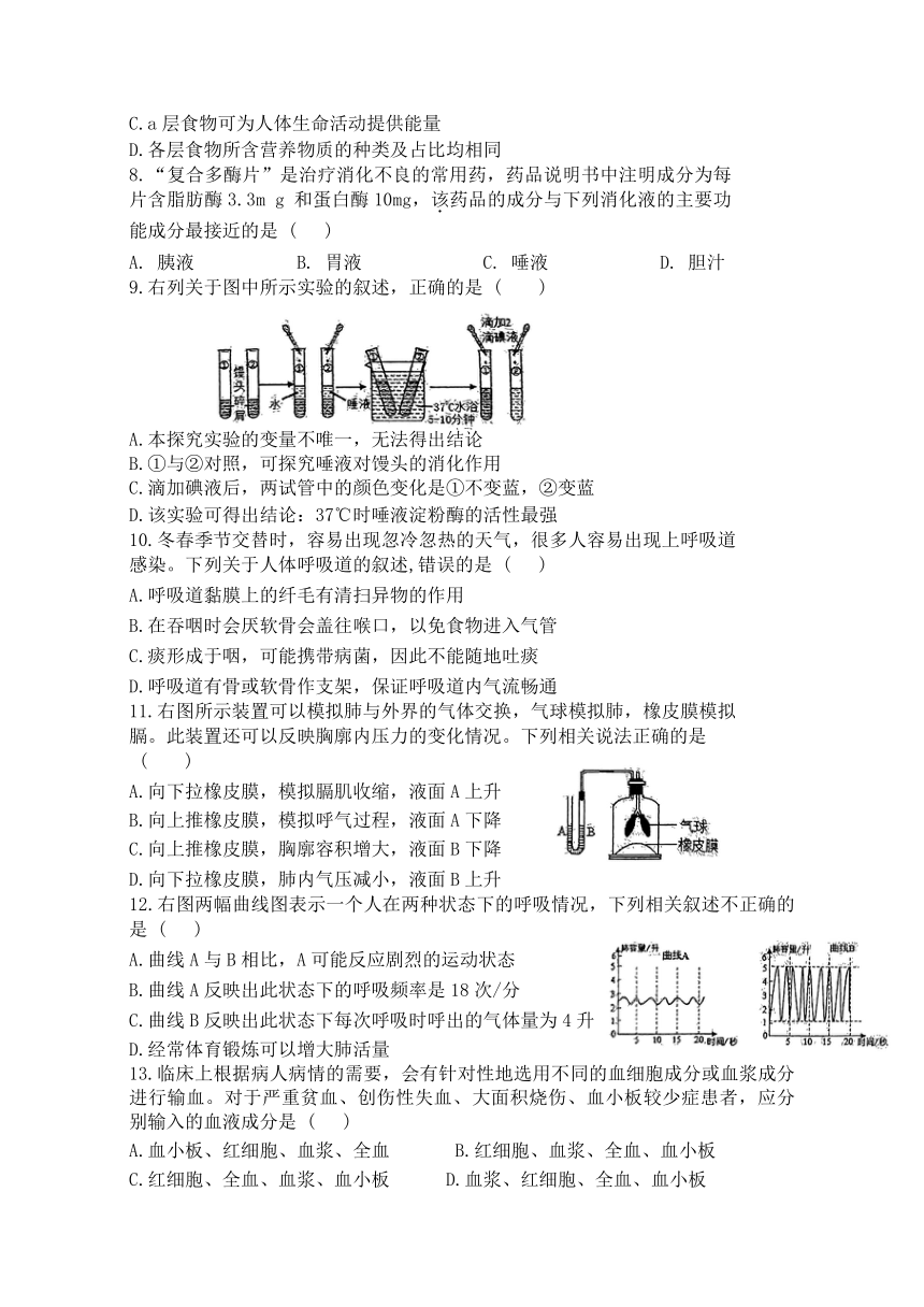 湖南省株洲市天元区白鹤学校2023-2024学年七年级下学期6月期末生物试题(含答案）