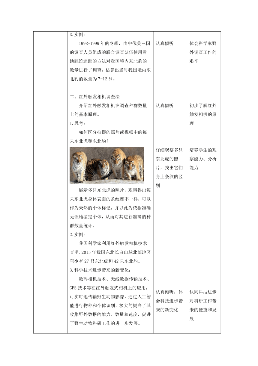 1.1生物科技进展调查种群数量的其他方法 教学设计.doc-高二上学期生物人教版（2019）选择性必修2（表格版）