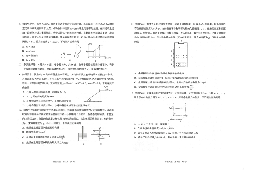 山东省青岛市2024-2025学年高三上学期9月期初考试物理试题（PDF版，无答案）