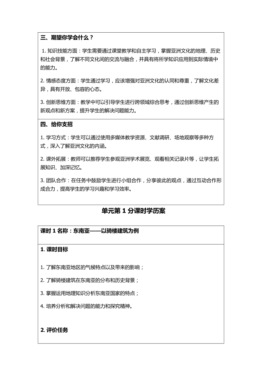 【推荐】粤教粤人版（2024）地理七年级下册 第七章第二节 东南亚 教案（表格式）